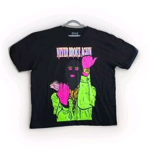 “NEVER BROKE AGAIN” YOUNGBOY RAPPER T-SHIRT 3XL nba HIP HOP gangsta rap NEON